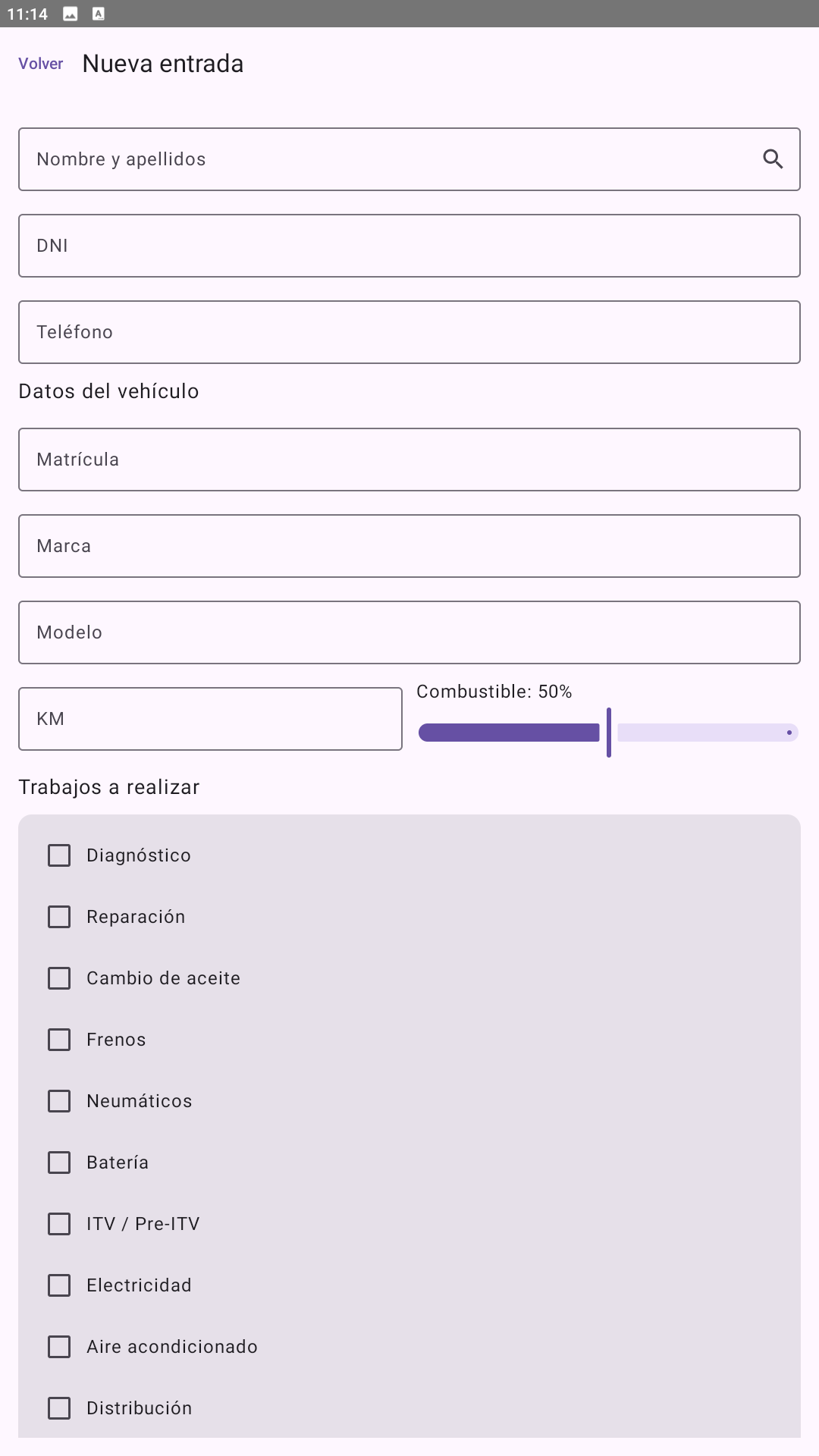 Screen1 Entrada Taller – App de gestión de entradas y partes de taller